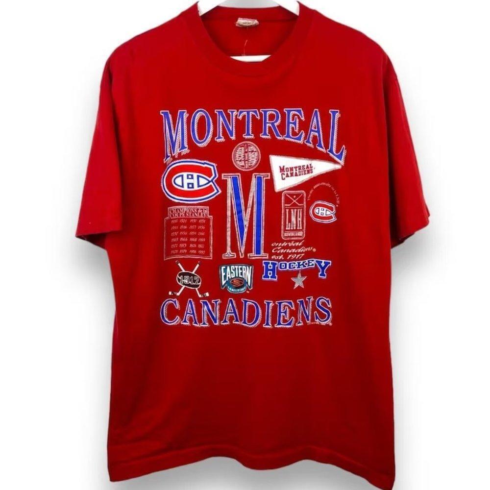 1993 Montreal Canadiens Hockey Graphic Red Shirt Retro Tee